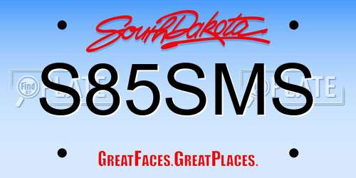 S85SMS South Dakota License Plate
