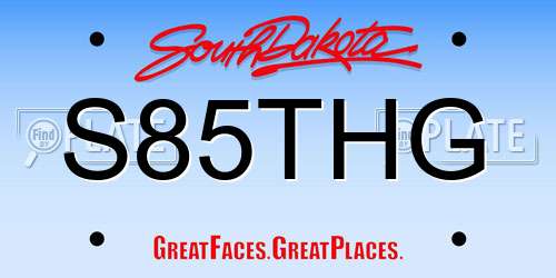 S85THG South Dakota License Plate