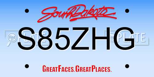 S85ZHG South Dakota License Plate
