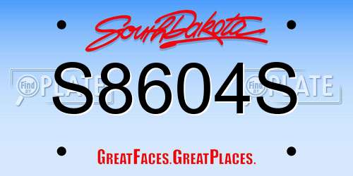 S8604S South Dakota License Plate