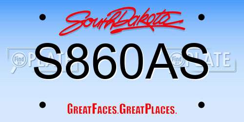 S860AS South Dakota License Plate