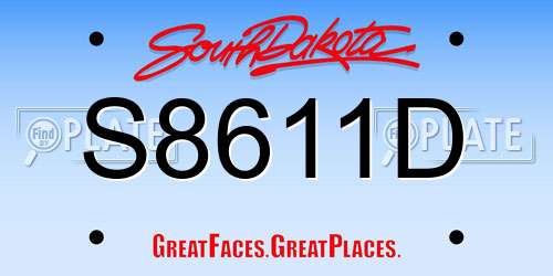 S8611D South Dakota License Plate