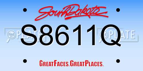 S8611Q South Dakota License Plate