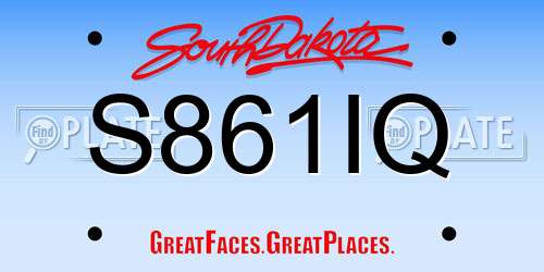 S861IQ South Dakota License Plate