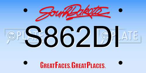 S862DI South Dakota License Plate