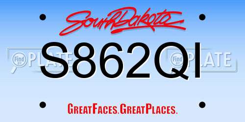 S862QI South Dakota License Plate