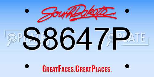 S8647P South Dakota License Plate