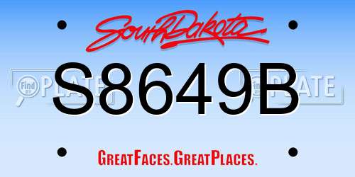 S8649B South Dakota License Plate