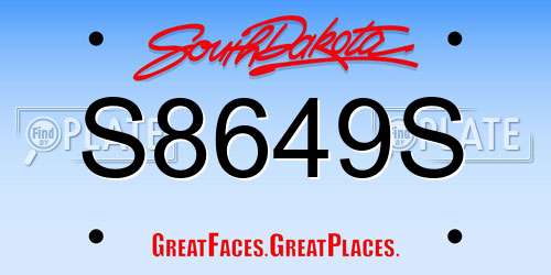 S8649S South Dakota License Plate