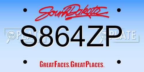 S864ZP South Dakota License Plate