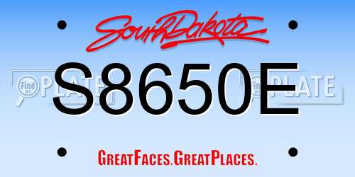 S8650E South Dakota License Plate