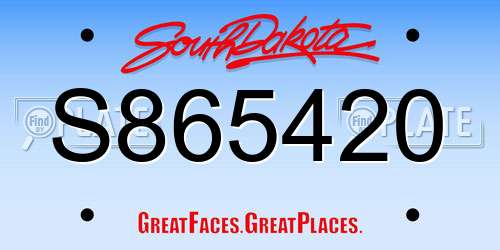 S865420 South Dakota License Plate