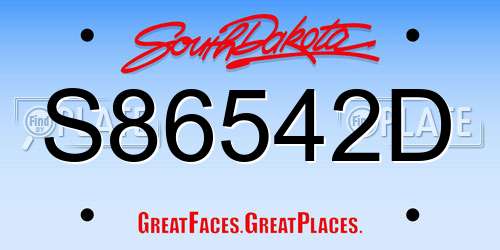 S86542D South Dakota License Plate