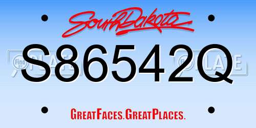 S86542Q South Dakota License Plate