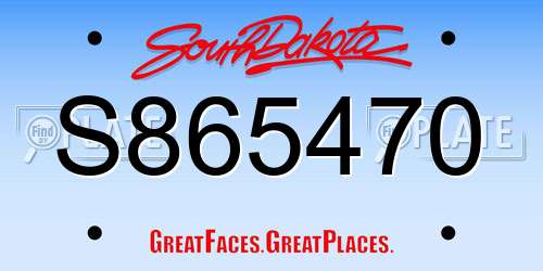 S865470 South Dakota License Plate