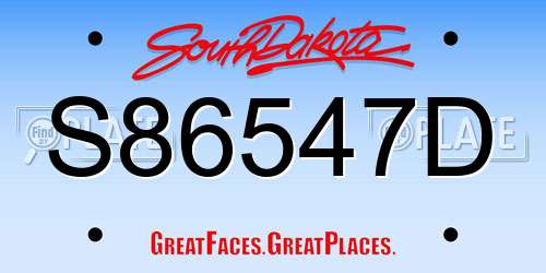 S86547D South Dakota License Plate