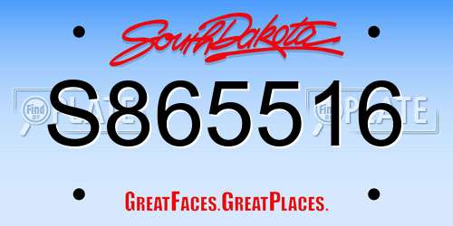 S865516 South Dakota License Plate