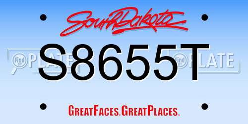S8655T South Dakota License Plate