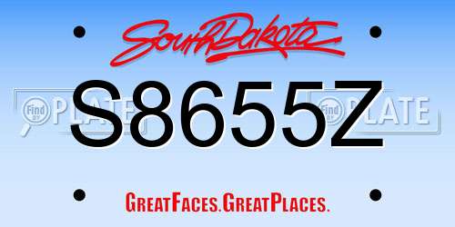 S8655Z South Dakota License Plate