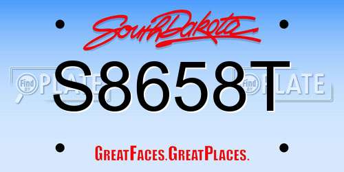 S8658T South Dakota License Plate