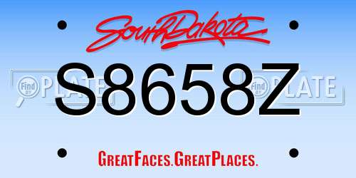 S8658Z South Dakota License Plate