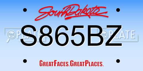 S865BZ South Dakota License Plate