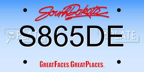 S865DE South Dakota License Plate