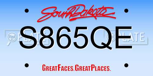 S865QE South Dakota License Plate