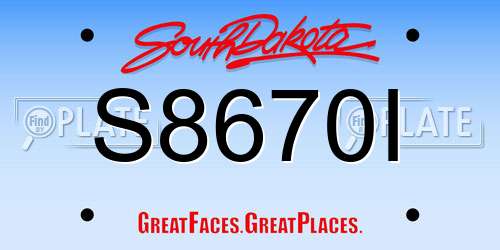 S8670I South Dakota License Plate