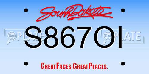 S867OI South Dakota License Plate