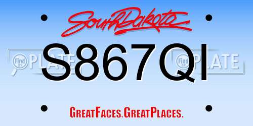 S867QI South Dakota License Plate