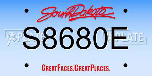 S8680E South Dakota License Plate