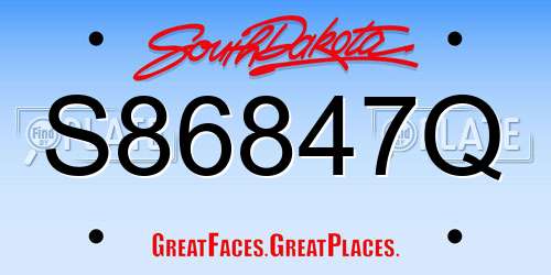 S86847Q South Dakota License Plate