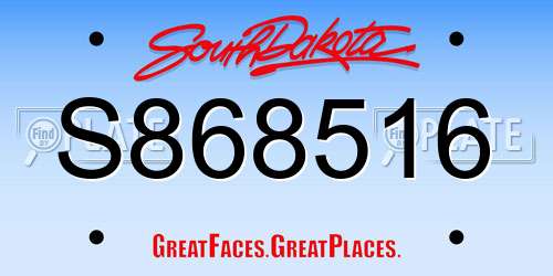 S868516 South Dakota License Plate