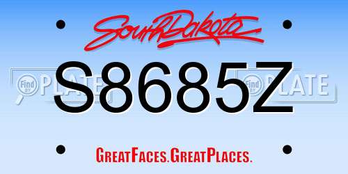 S8685Z South Dakota License Plate