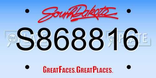 S868816 South Dakota License Plate