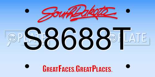 S8688T South Dakota License Plate