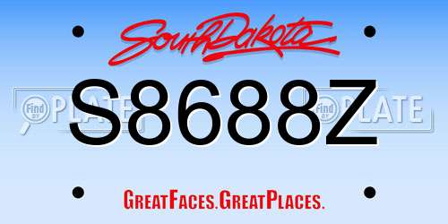 S8688Z South Dakota License Plate