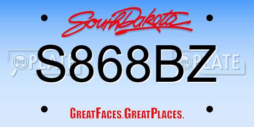 S868BZ South Dakota License Plate