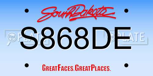 S868DE South Dakota License Plate