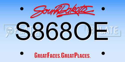 S868OE South Dakota License Plate