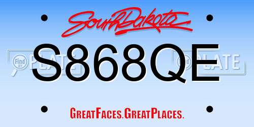 S868QE South Dakota License Plate