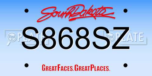 S868SZ South Dakota License Plate