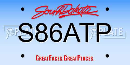 S86ATP South Dakota License Plate