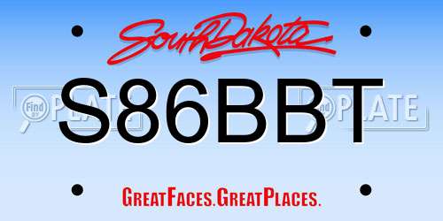S86BBT South Dakota License Plate