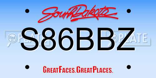 S86BBZ South Dakota License Plate
