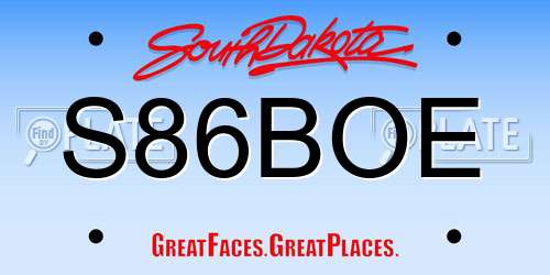 S86BOE South Dakota License Plate