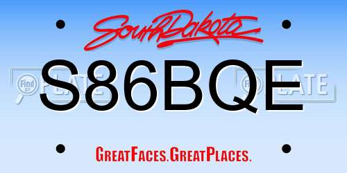 S86BQE South Dakota License Plate