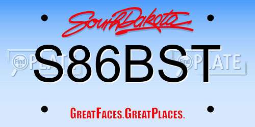 S86BST South Dakota License Plate