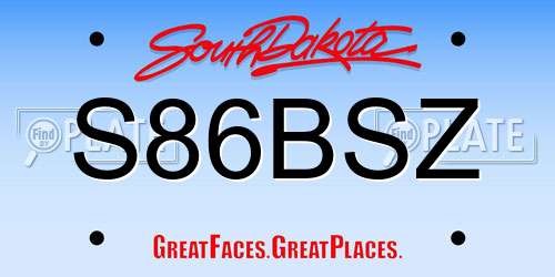 S86BSZ South Dakota License Plate